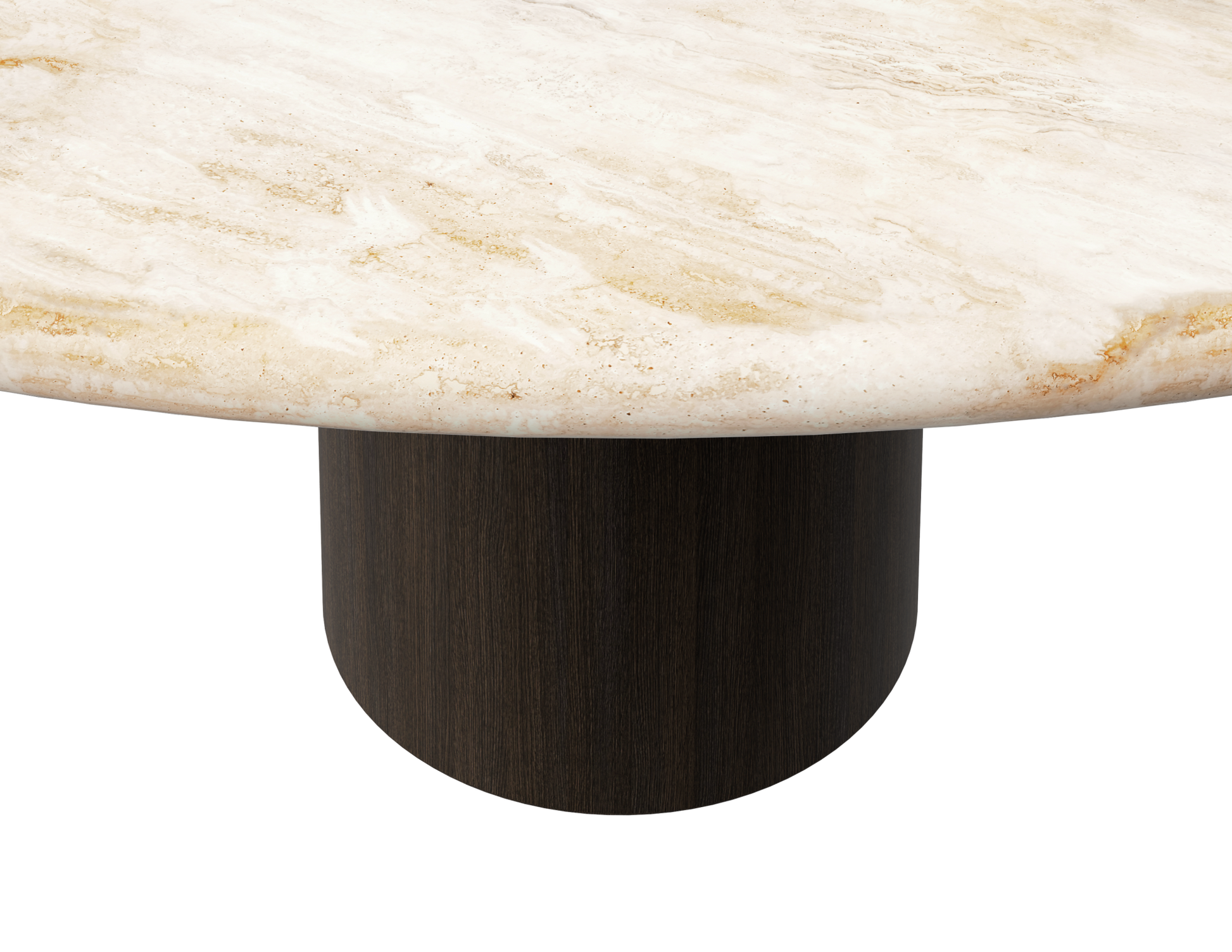 FLOW round dining table - Travertine (Oak cylinder)