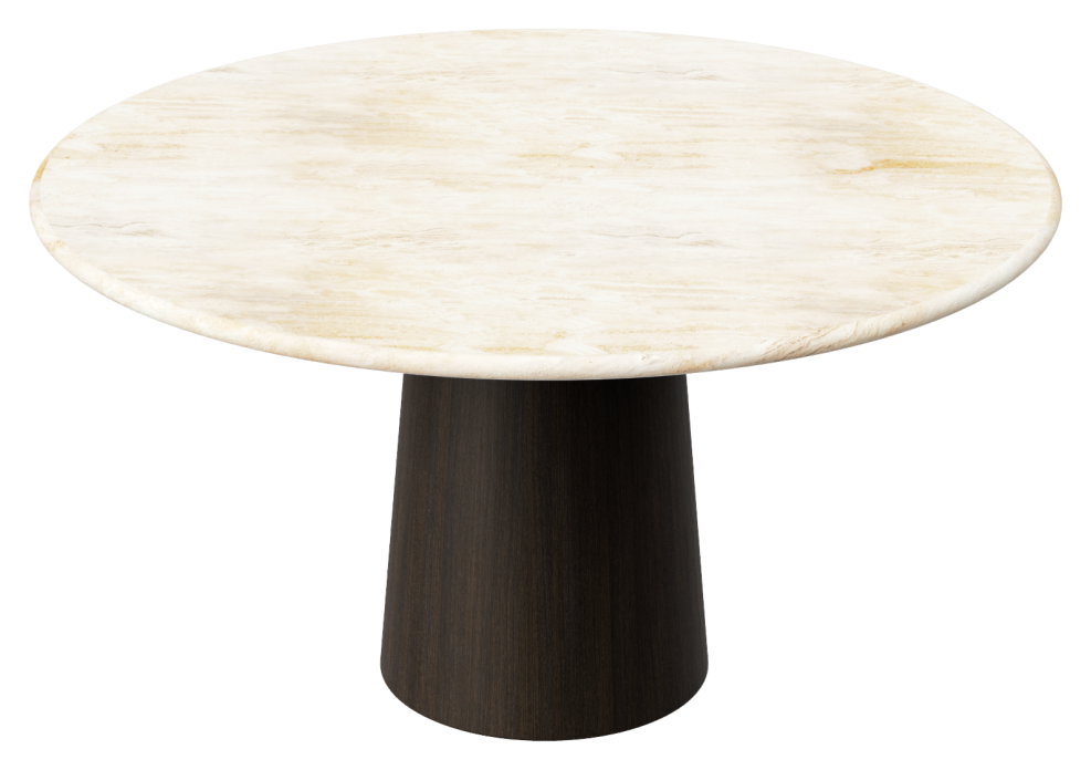 FLOW round dining table - Travertine (Oak cylinder)
