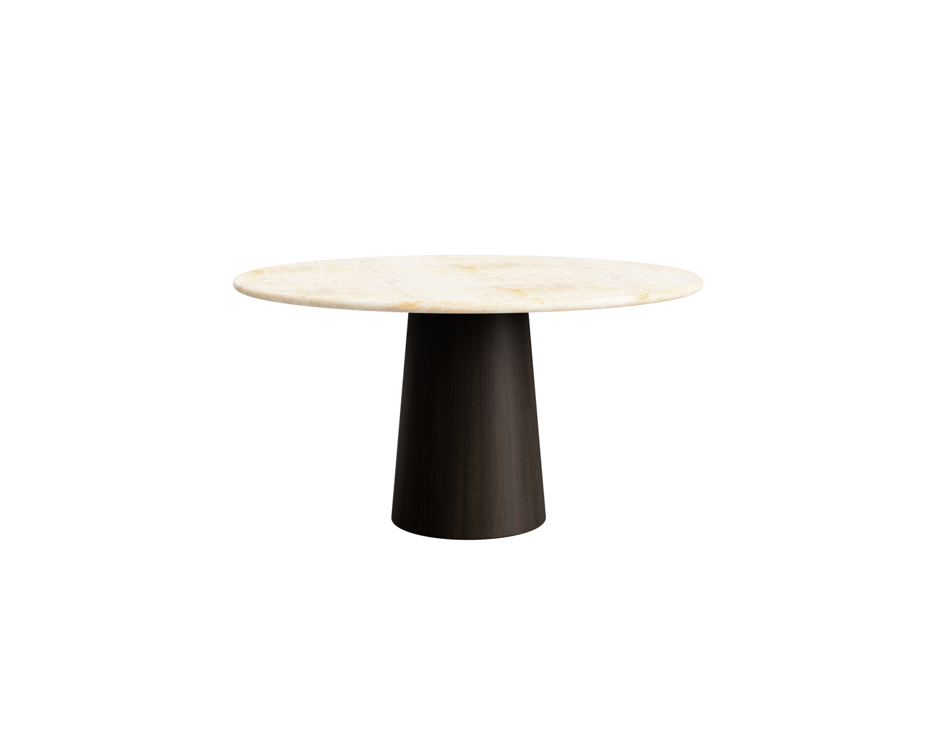 FLOW round dining table - Travertine (Oak cylinder)