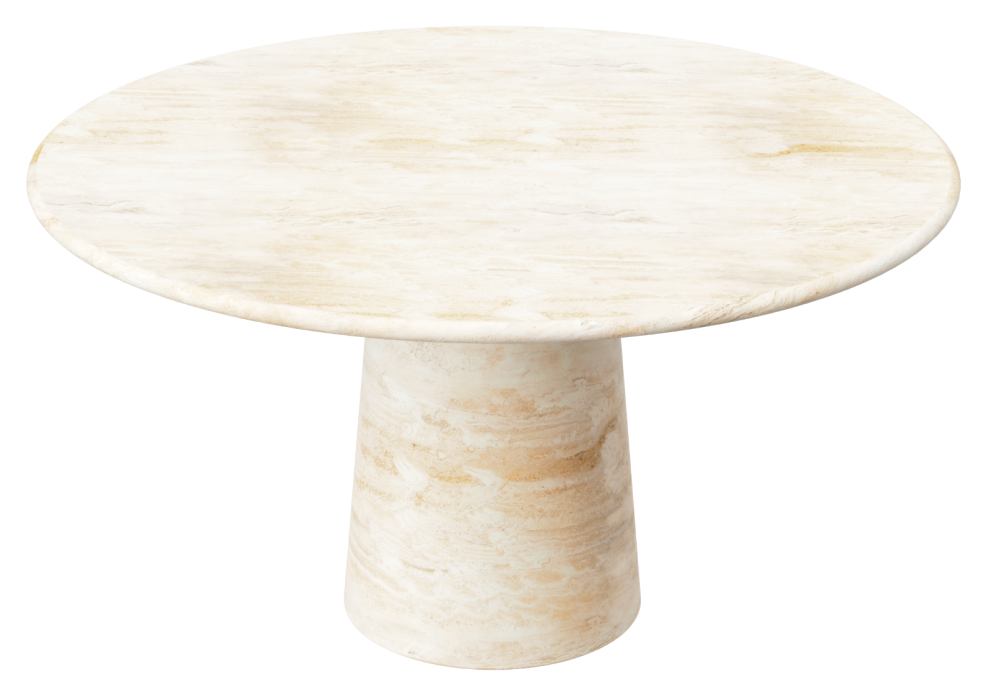 FLOW round dining table - Travertine (Travertine cylinder)