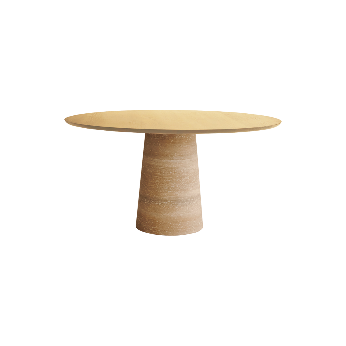 FLOW round dining table - Natural oak (travertin cylinder)