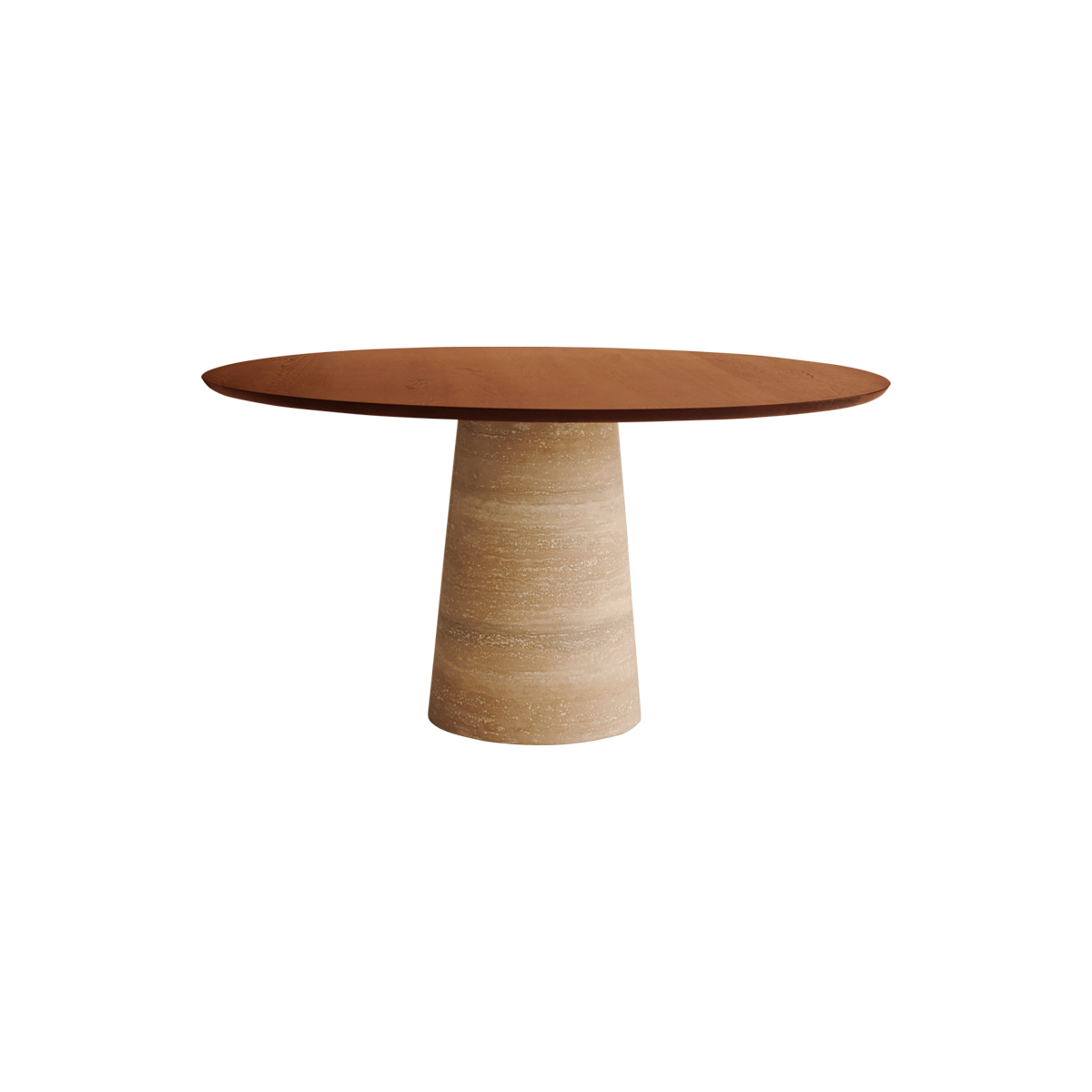 FLOW round dining table - Walnut (travertin cylinder)
