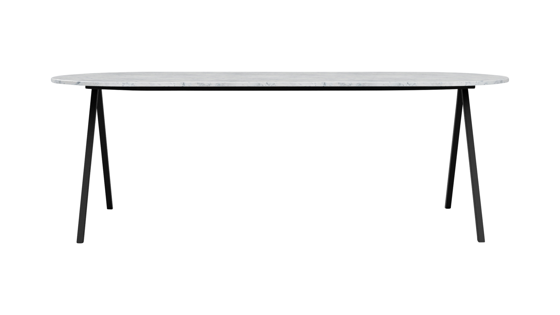 Marmeren eettafel half ovaal - Carrara wit (V-poot)