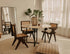 beige ronde marmeren eettafel setting