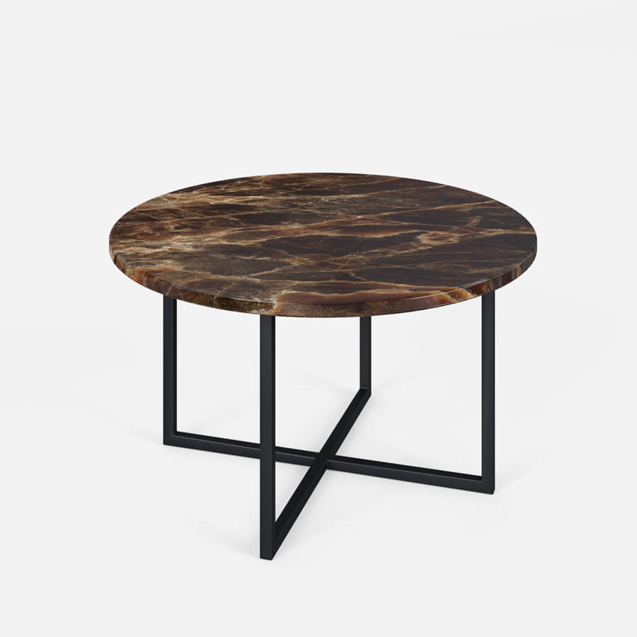 Marmeren Salontafel rond bruin