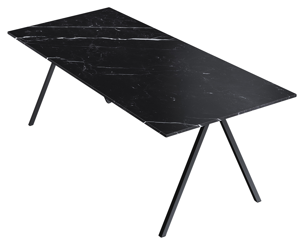 Rectangular Marble Dining Table – Nero Marquina black (V-frame)