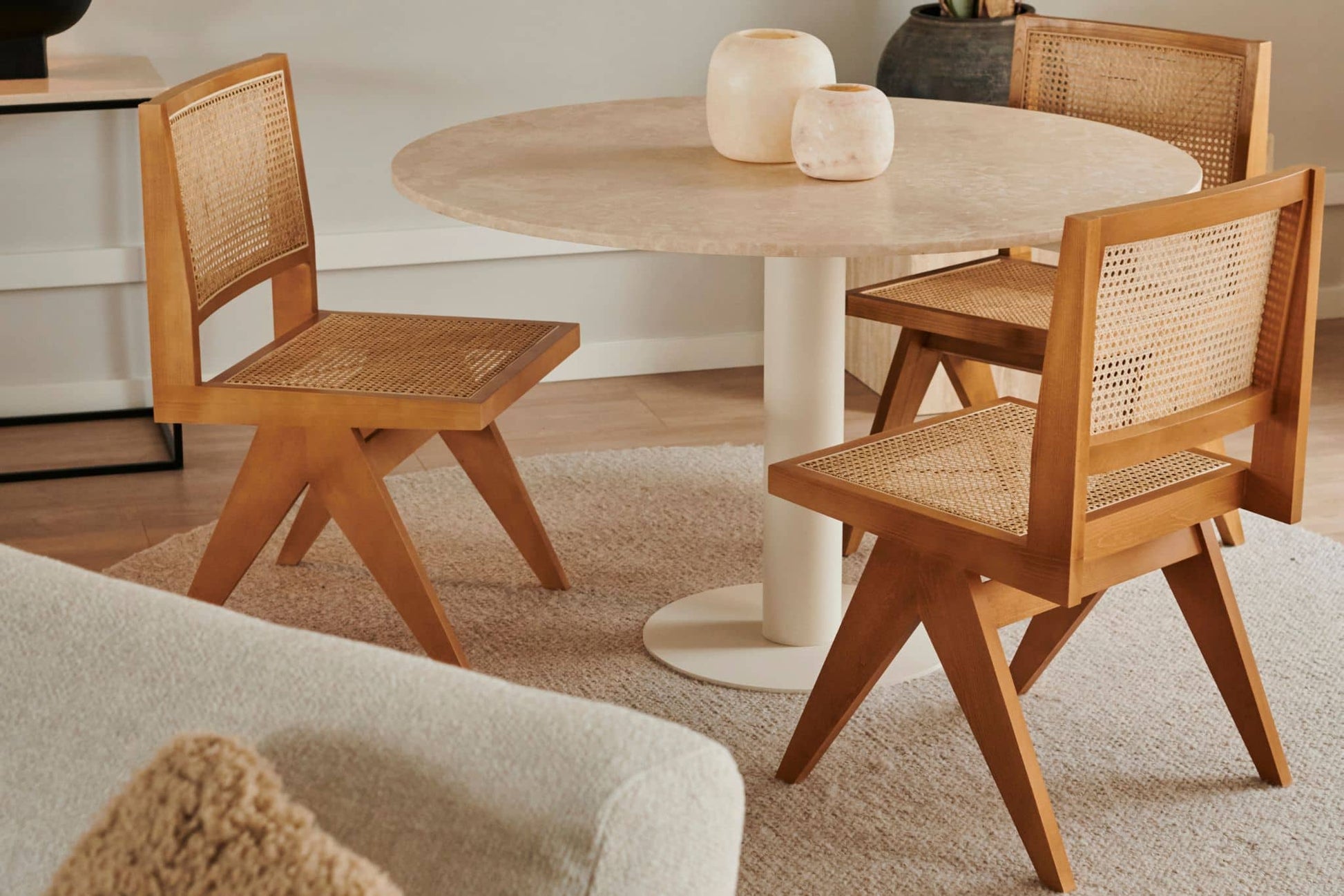 Rattan Dining Chair without armrests - Pierre - Brown