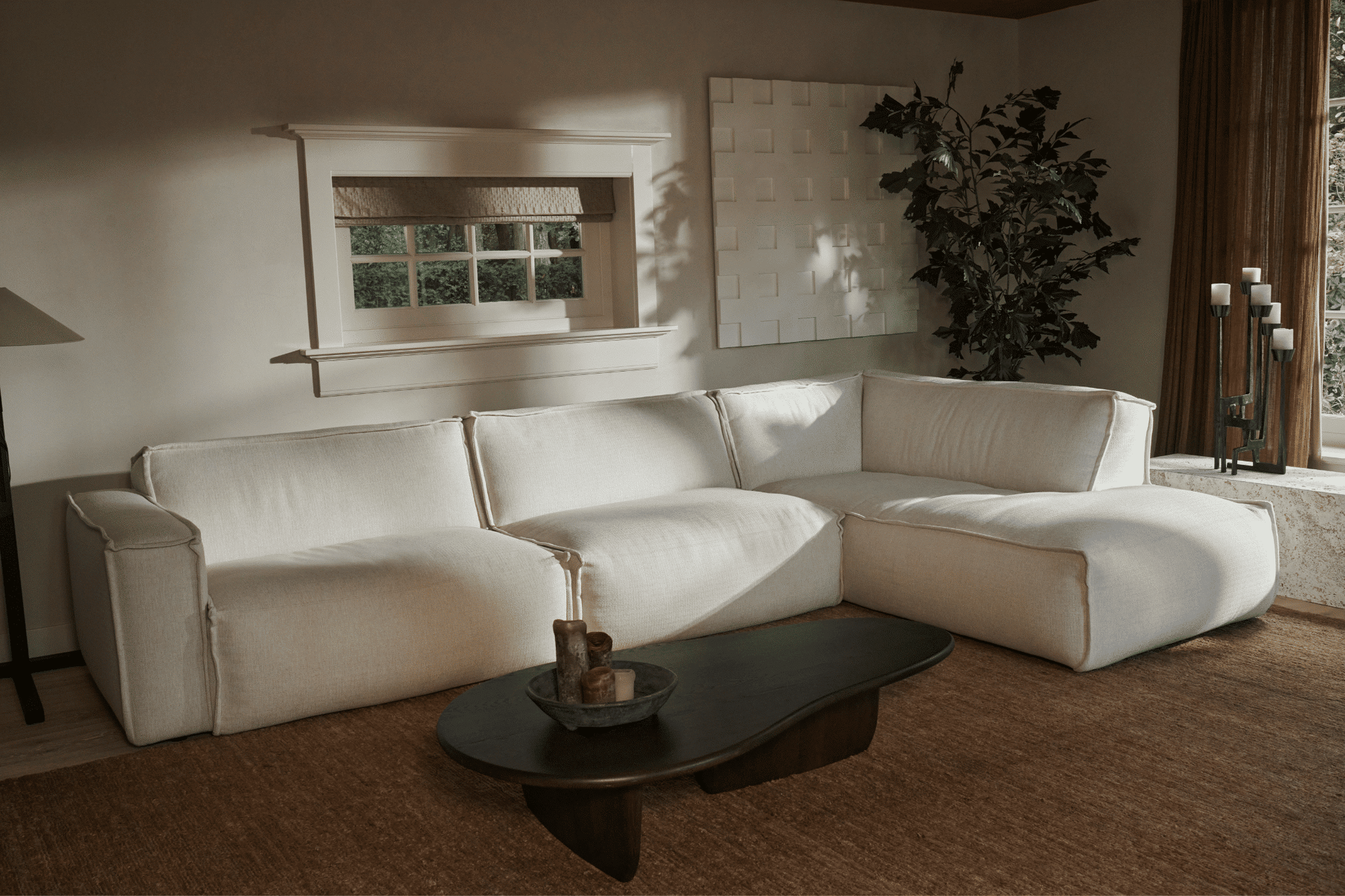 design zitbank yuto en houten salontafel form