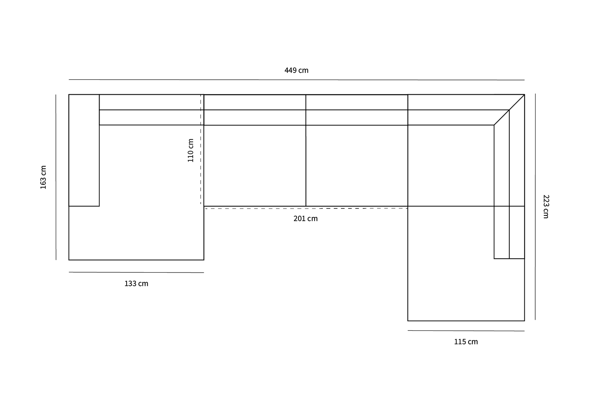MINATO Sofa - Phoebe Dark grey - Divan left - Longchair right