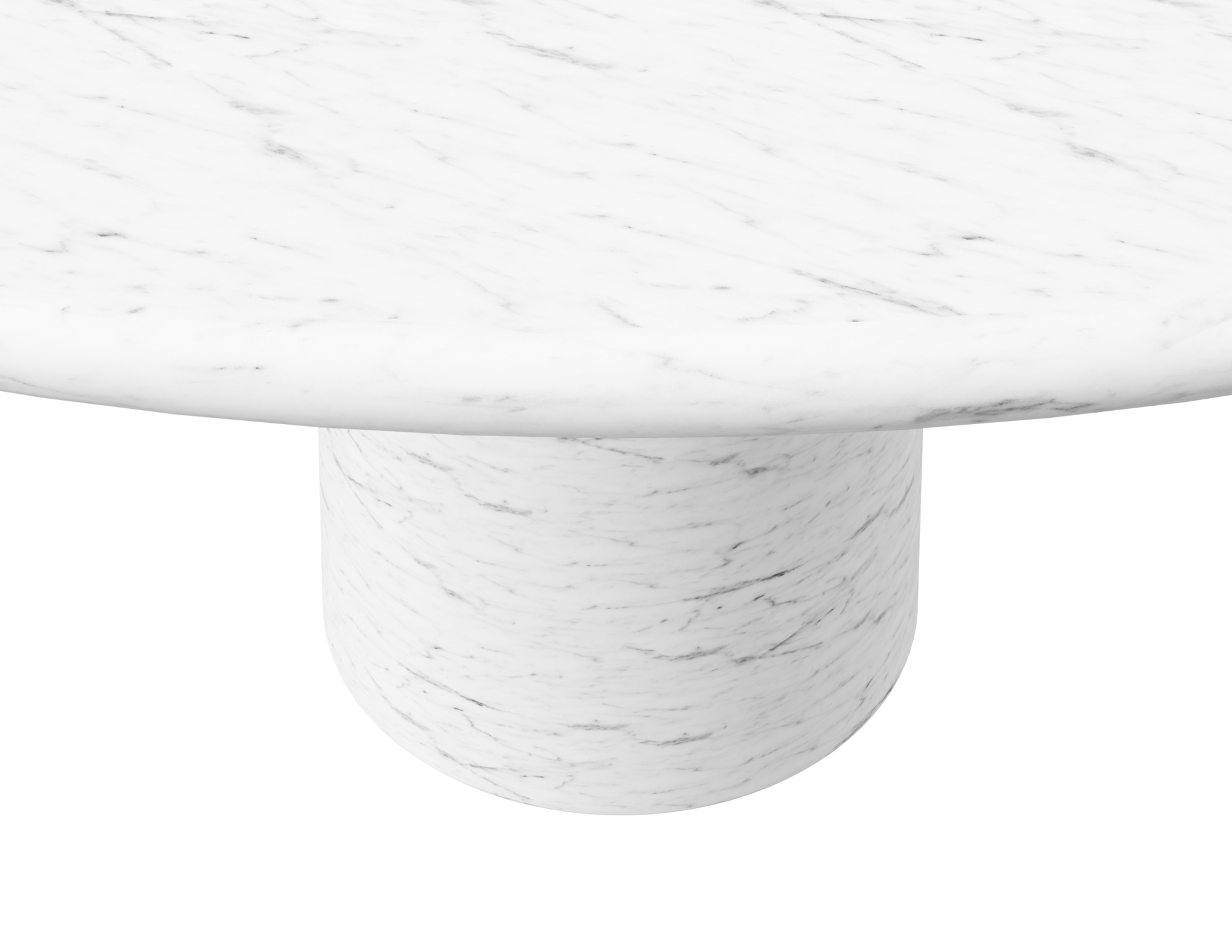 FLOW round dining table - Bianco Carrara white marble (Marble cylinder)