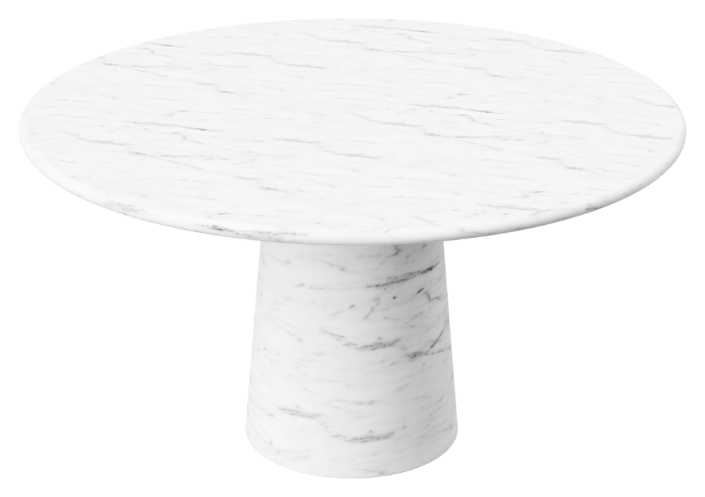 FLOW round dining table - Bianco Carrara white marble (Marble cylinder)