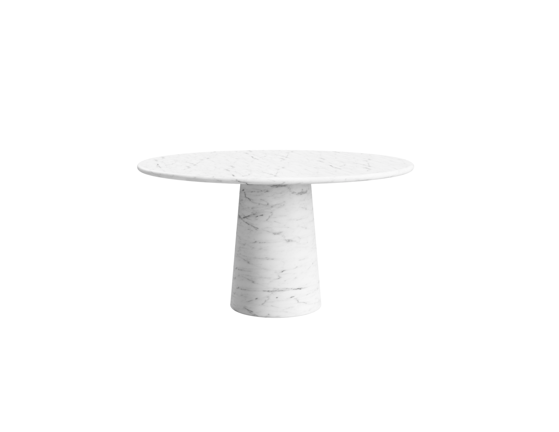 FLOW round dining table - Bianco Carrara white marble (Marble cylinder)