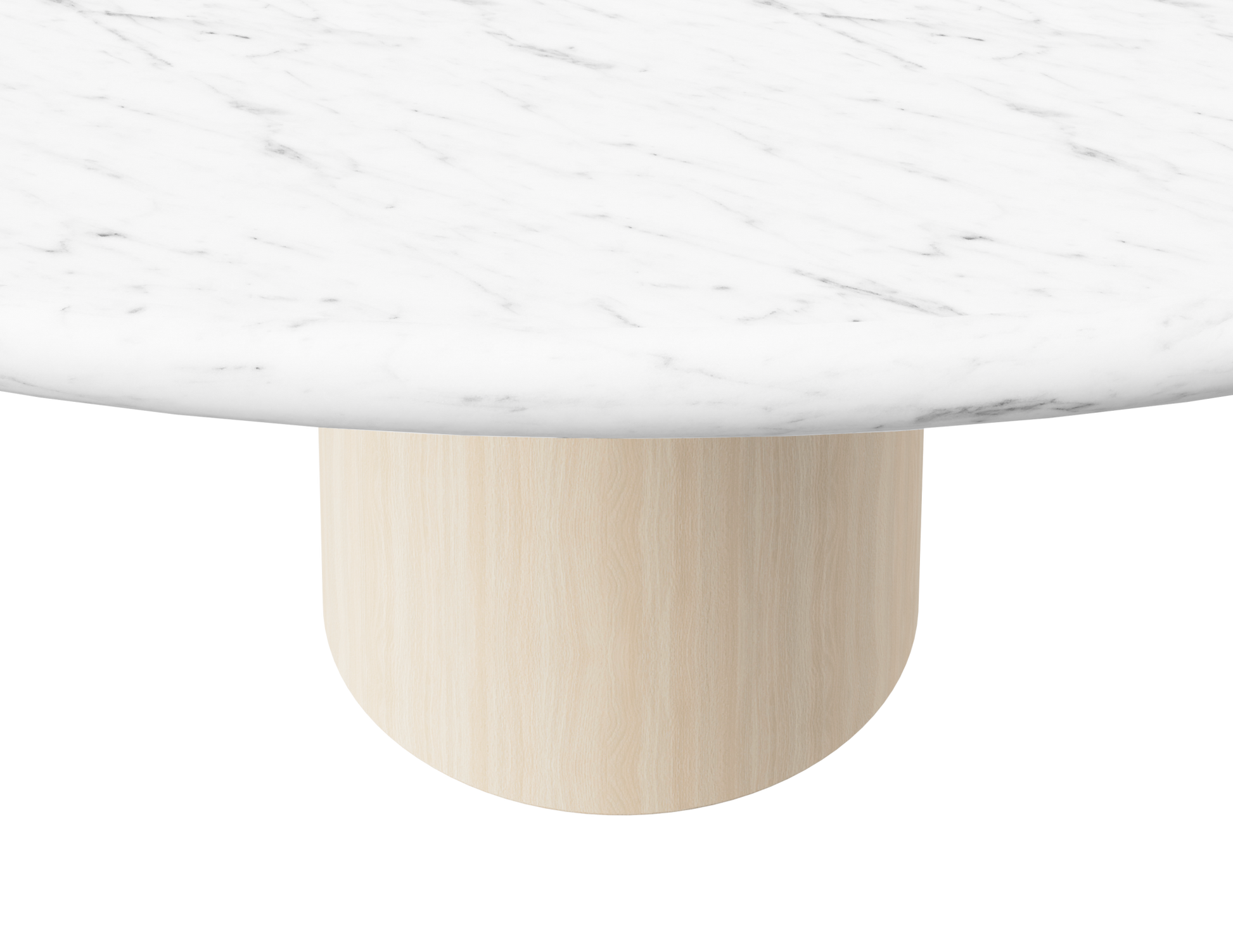 FLOW round dining table - Bianco Carrara white marble (Oak cylinder)