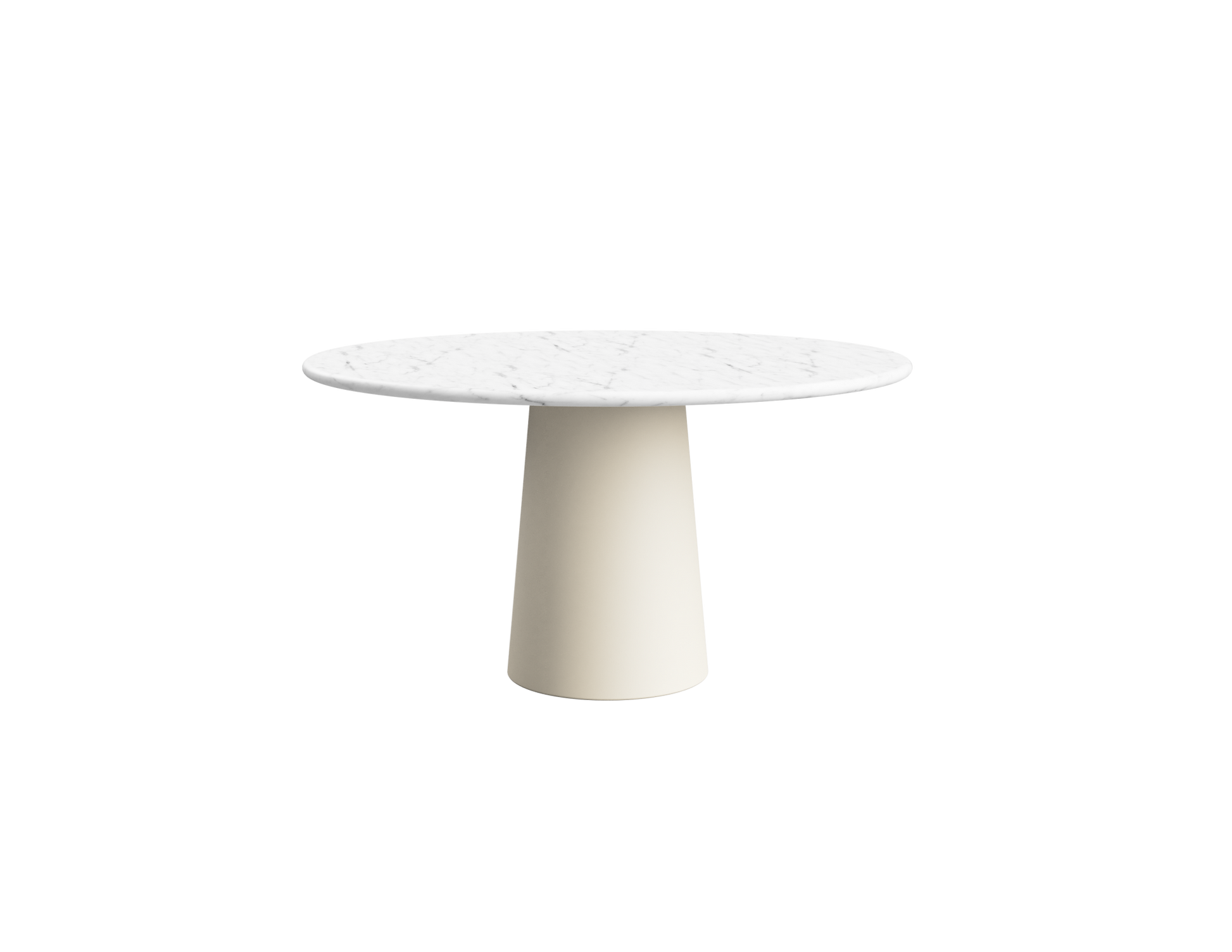 FLOW round dining table - Bianco Carrara white marble (Beige cylinder)
