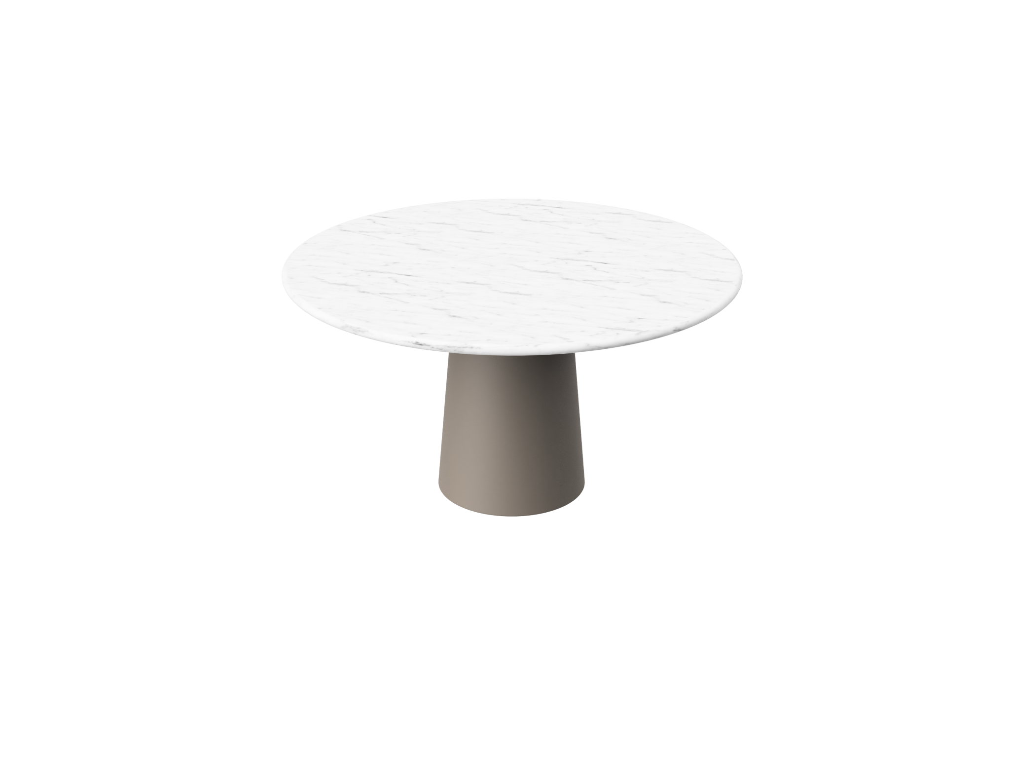 FLOW round dining table - Bianco Carrara white marble (Taupe cylinder)