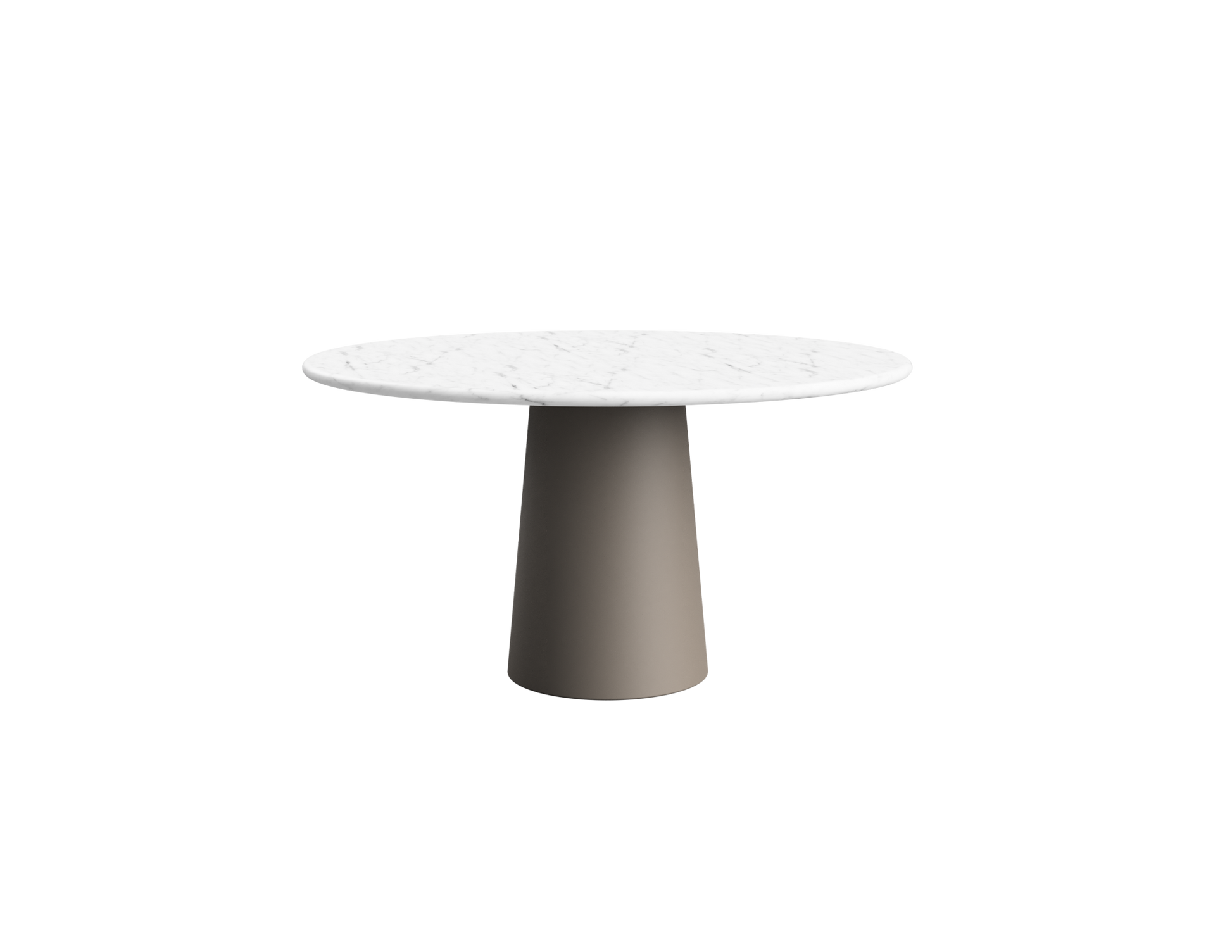 FLOW round dining table - Bianco Carrara white marble (Taupe cylinder)