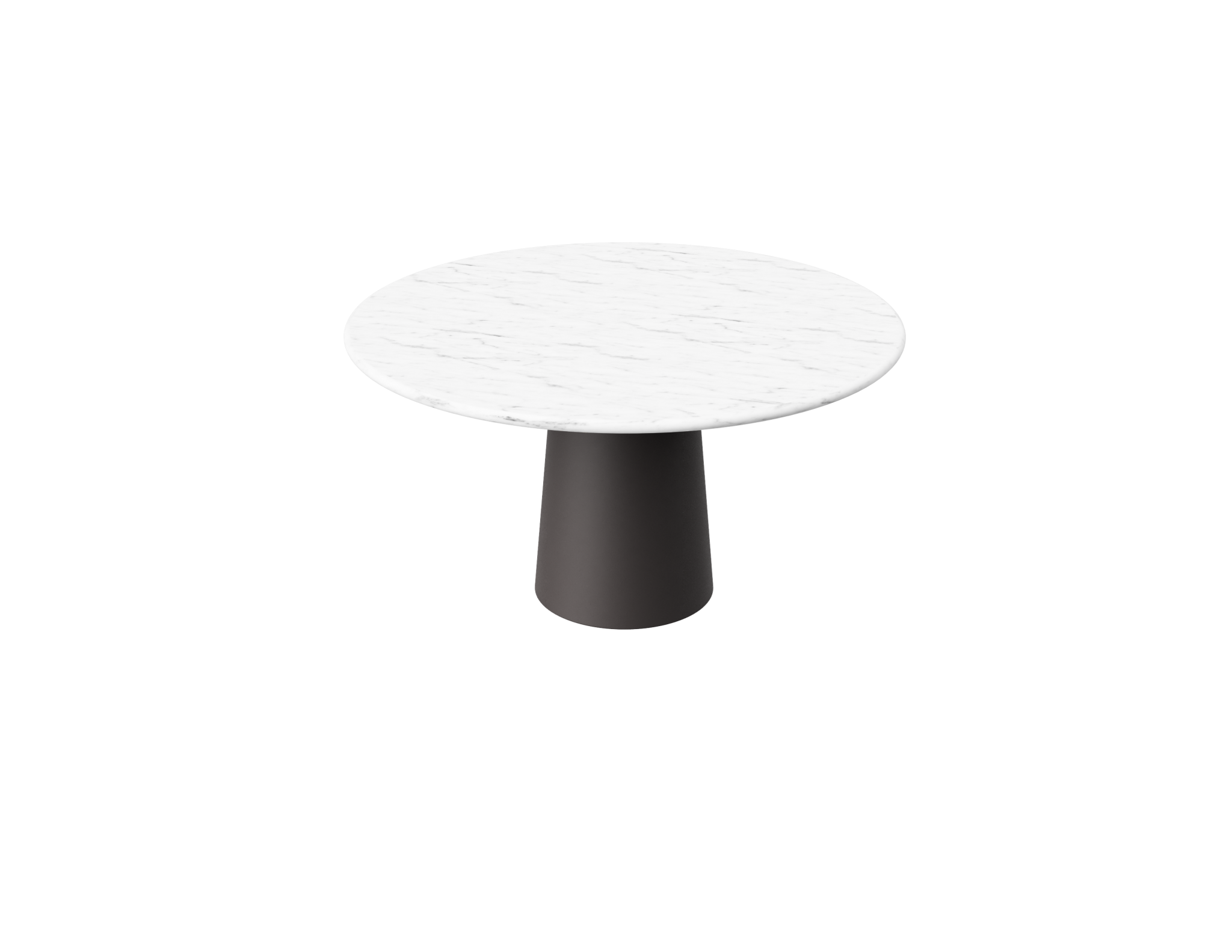 FLOW round dining table - Bianco Carrara white marble (Grey-brown cylinder)