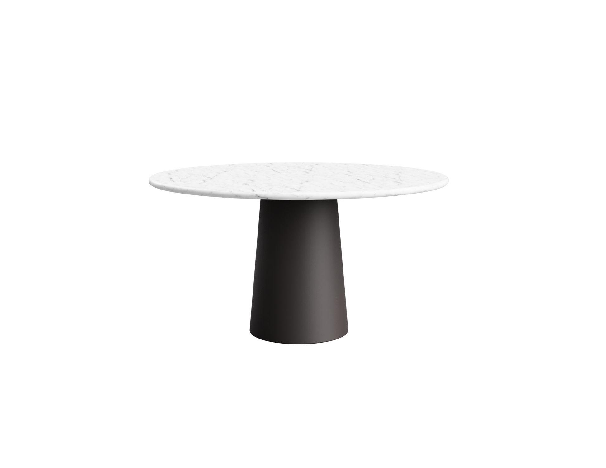 FLOW round dining table - Bianco Carrara white marble (Grey-brown cylinder)