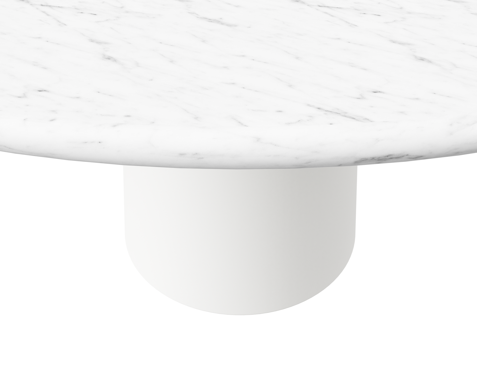 FLOW round dining table - Bianco Carrara white marble (White cylinder)