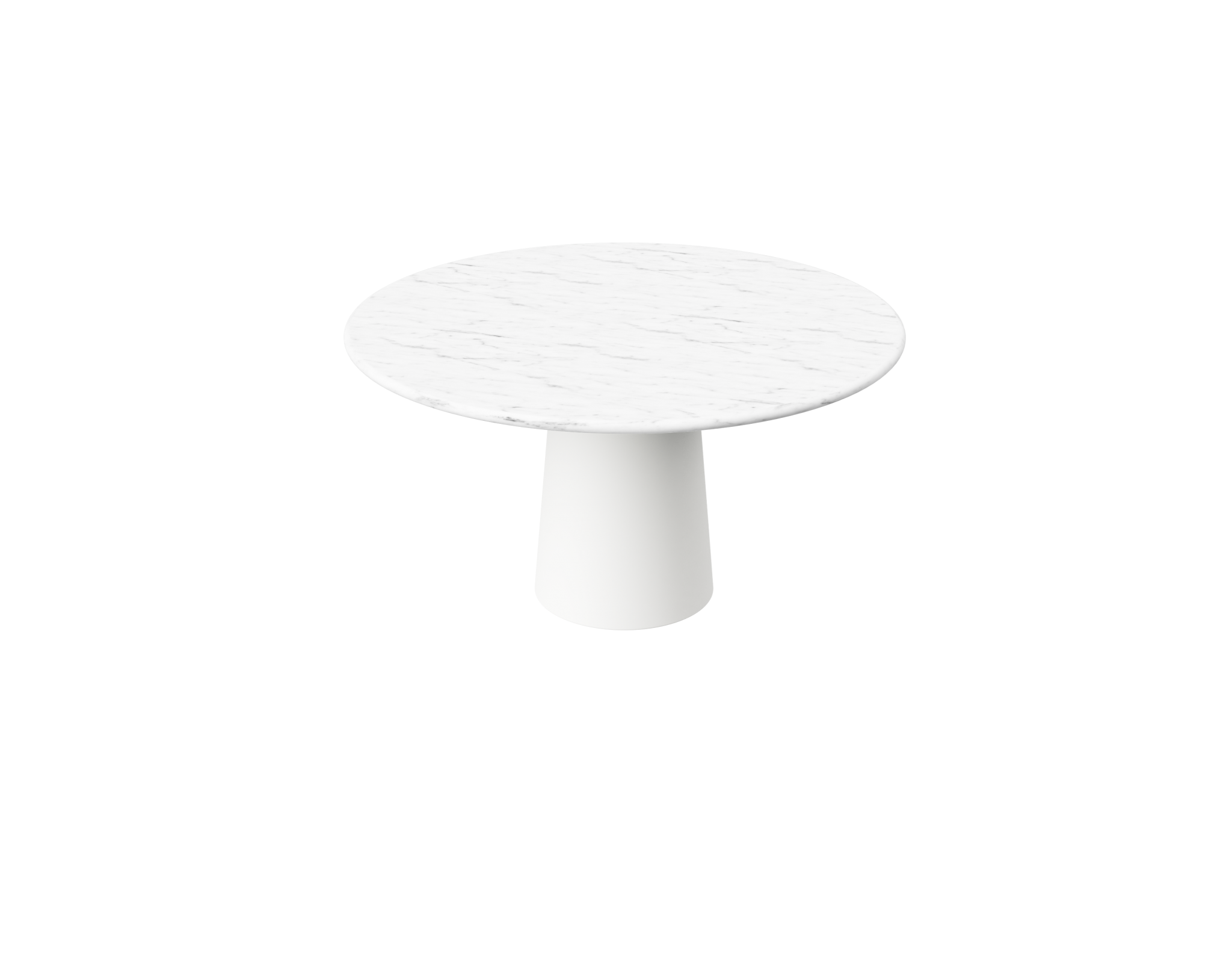 FLOW round dining table - Bianco Carrara white marble (White cylinder)