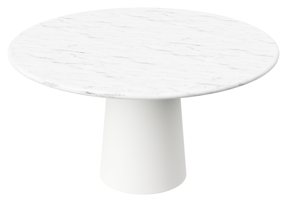 FLOW round dining table - Bianco Carrara white marble (White cylinder)