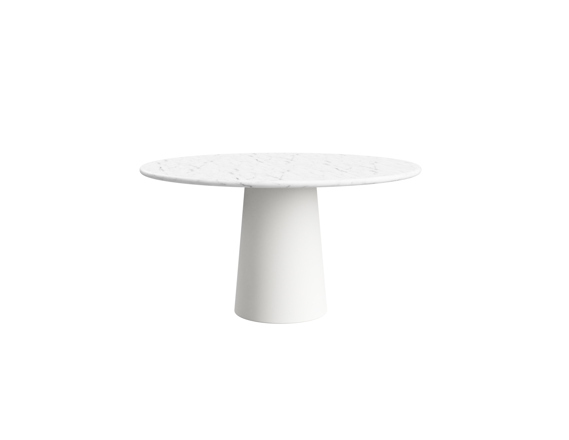 FLOW round dining table - Bianco Carrara white marble (White cylinder)
