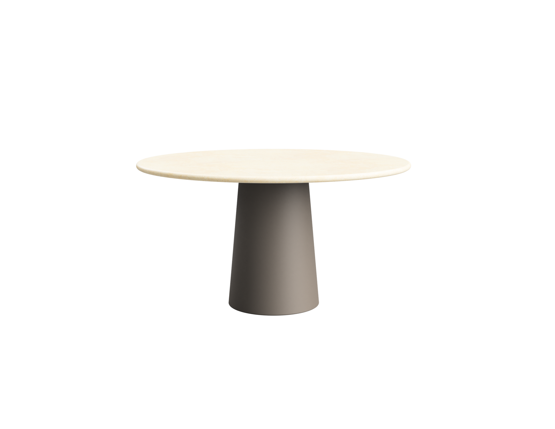 FLOW round dining table - Crema Marfil beige marble (Taupe cylinder)