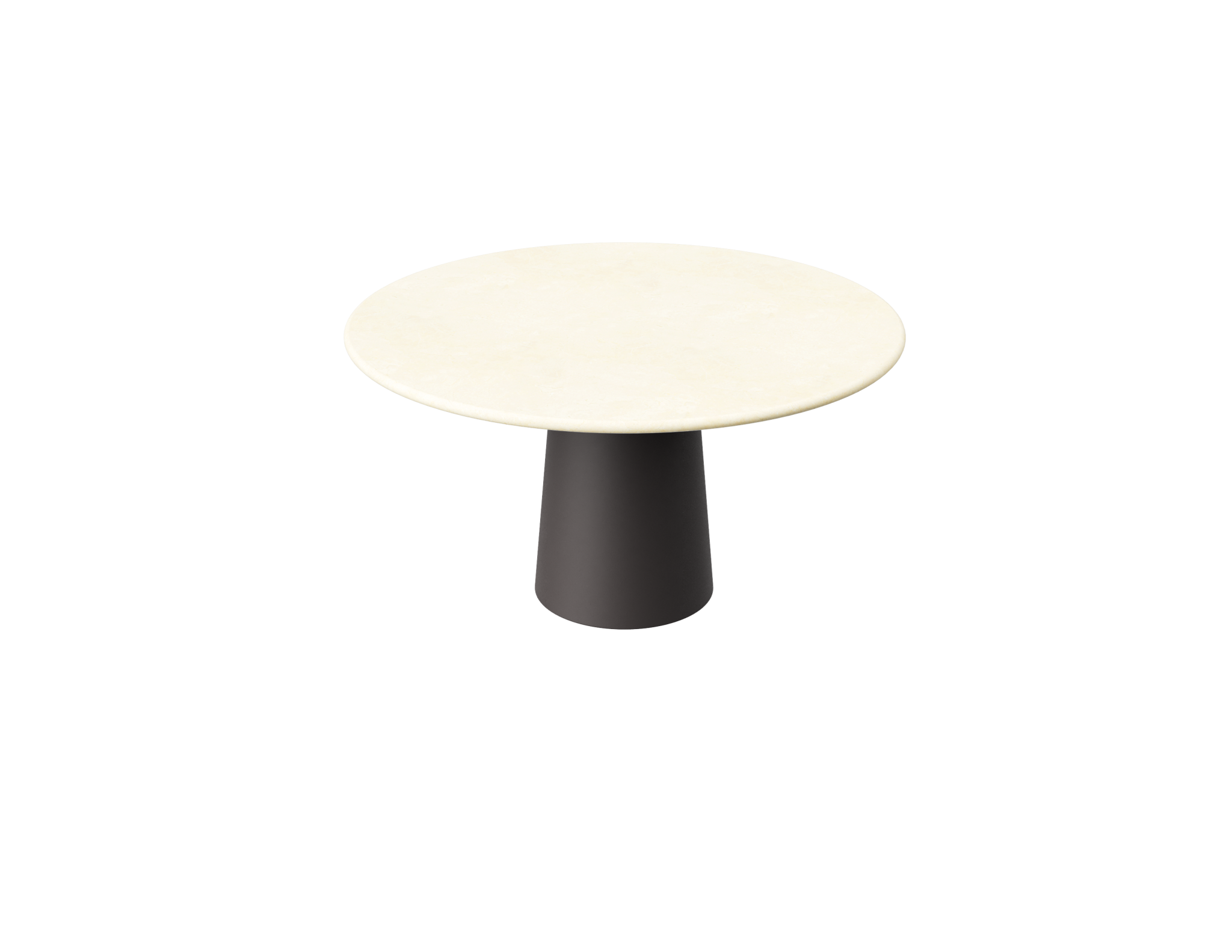 FLOW round dining table - Crema Marfil beige marble (Grey-brown cylinder)