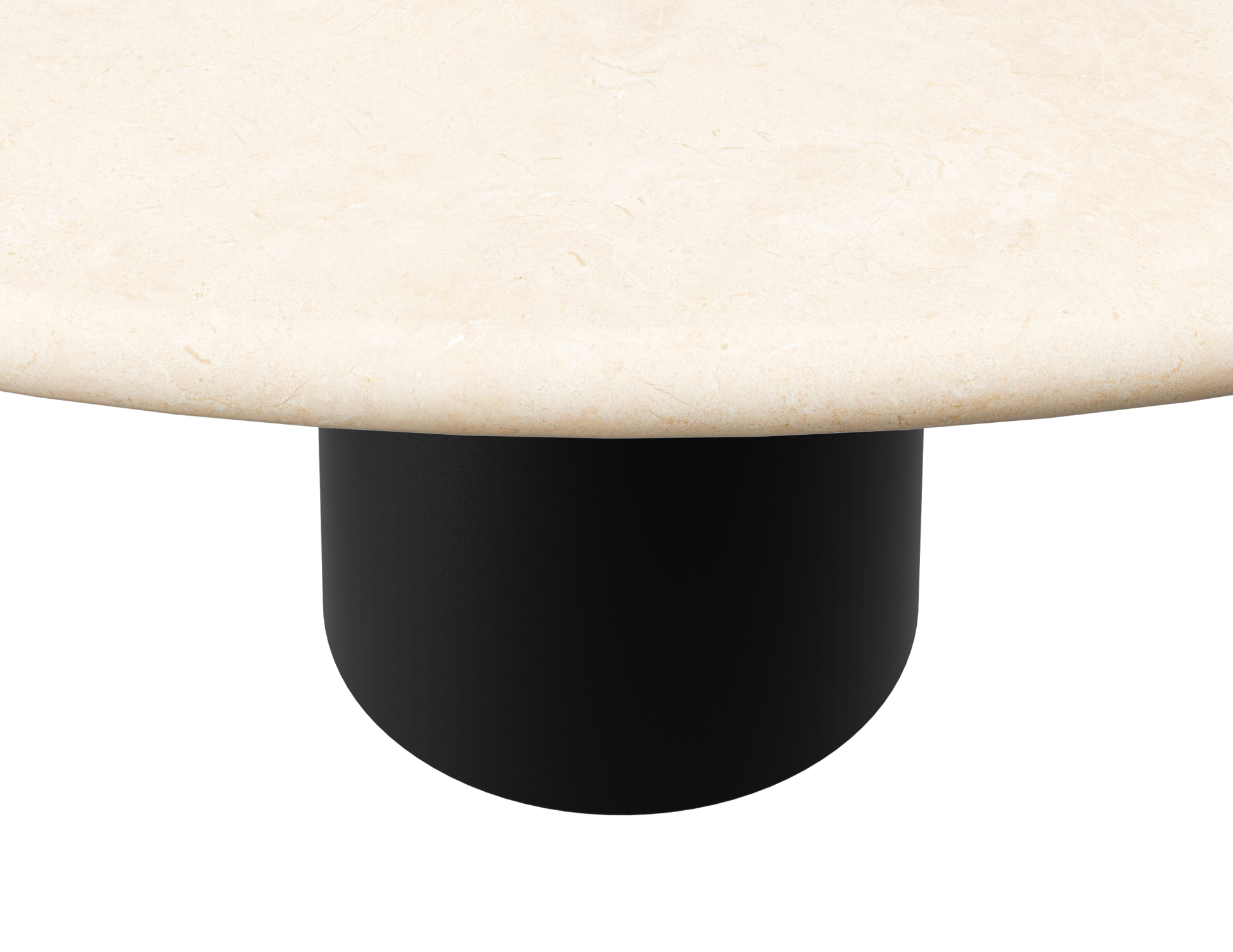 FLOW round dining table - Crema Marfil beige marble (Black cylinder)