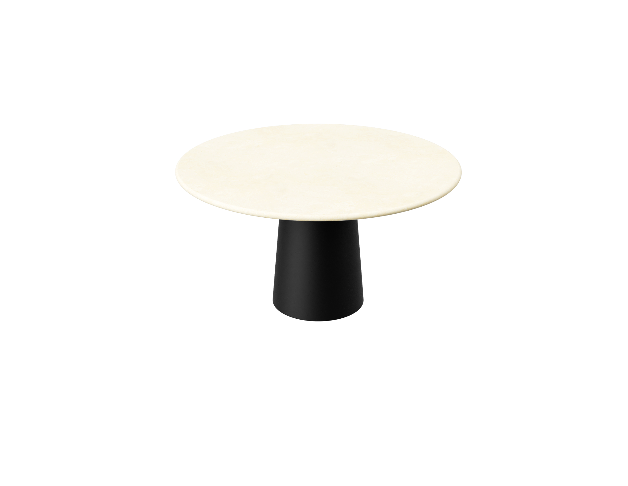 FLOW round dining table - Crema Marfil beige marble (Black cylinder)