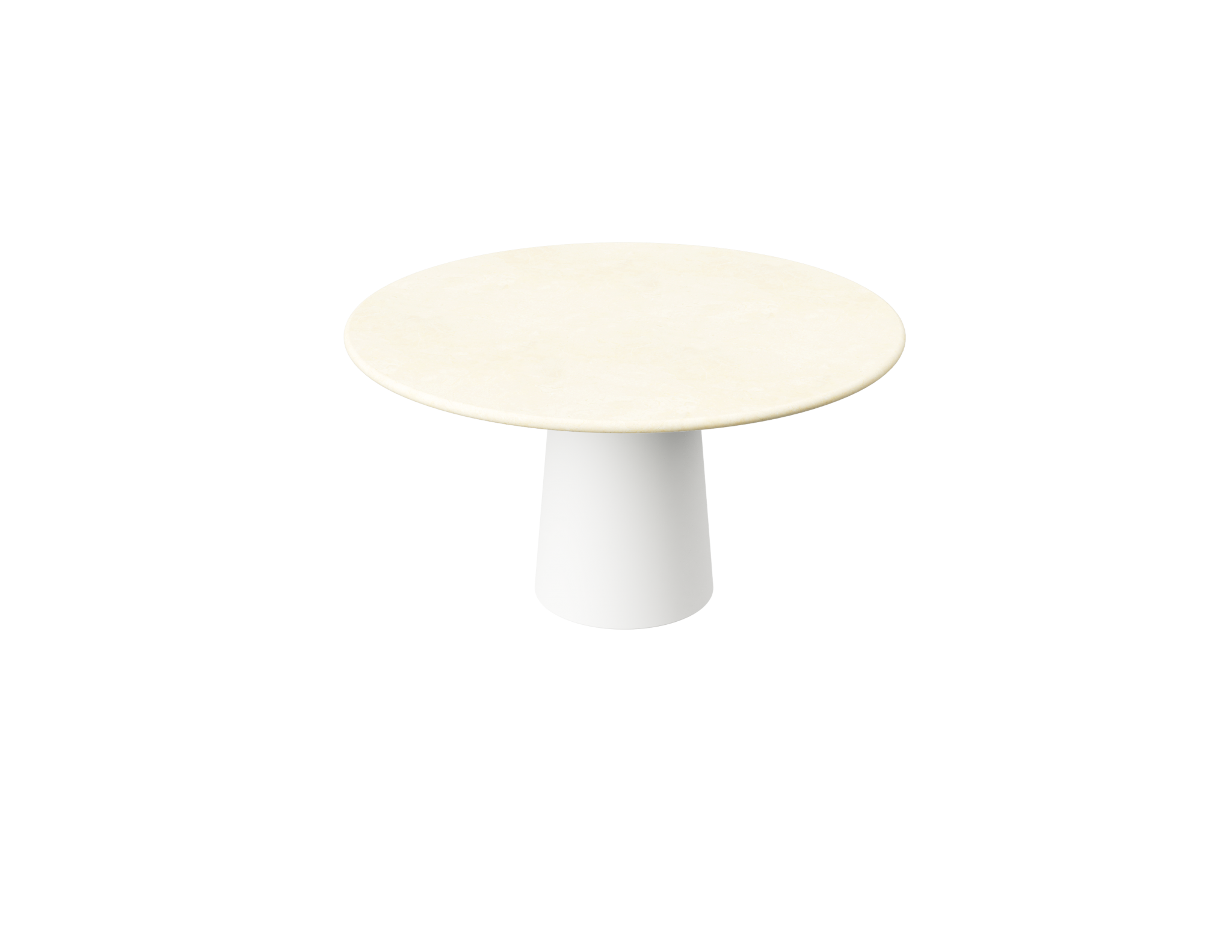 FLOW round dining table - Crema Marfil beige marble (White cylinder)