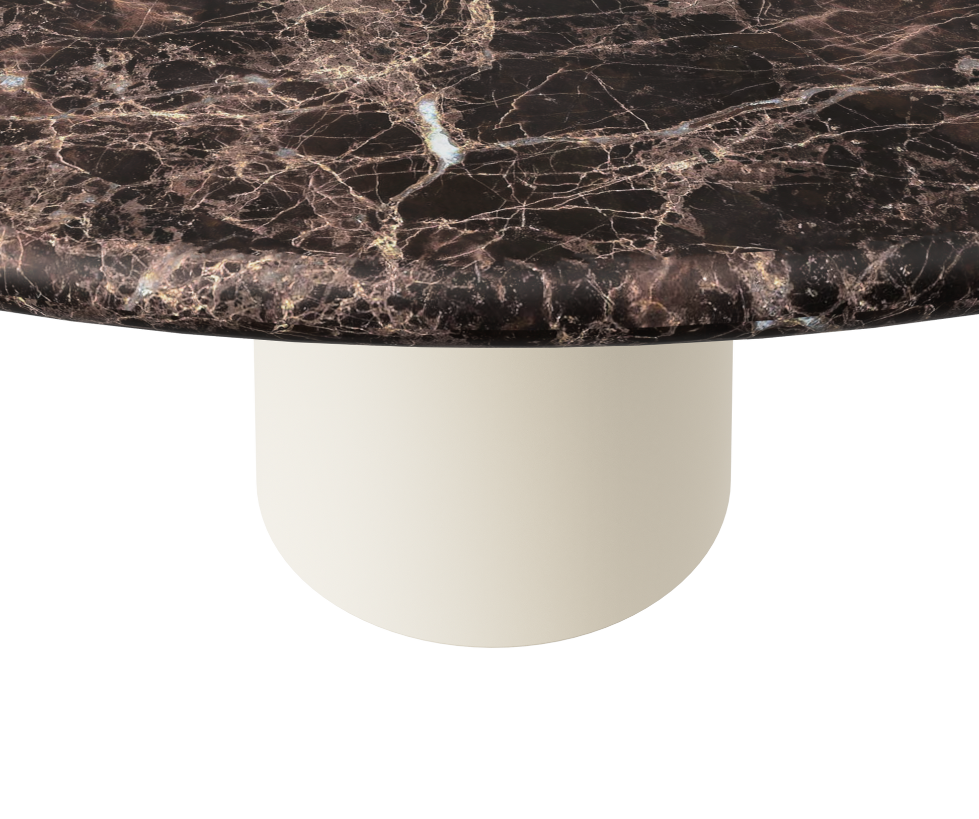 FLOW round dining table - Dark Emperador brown marble (Beige cylinder)