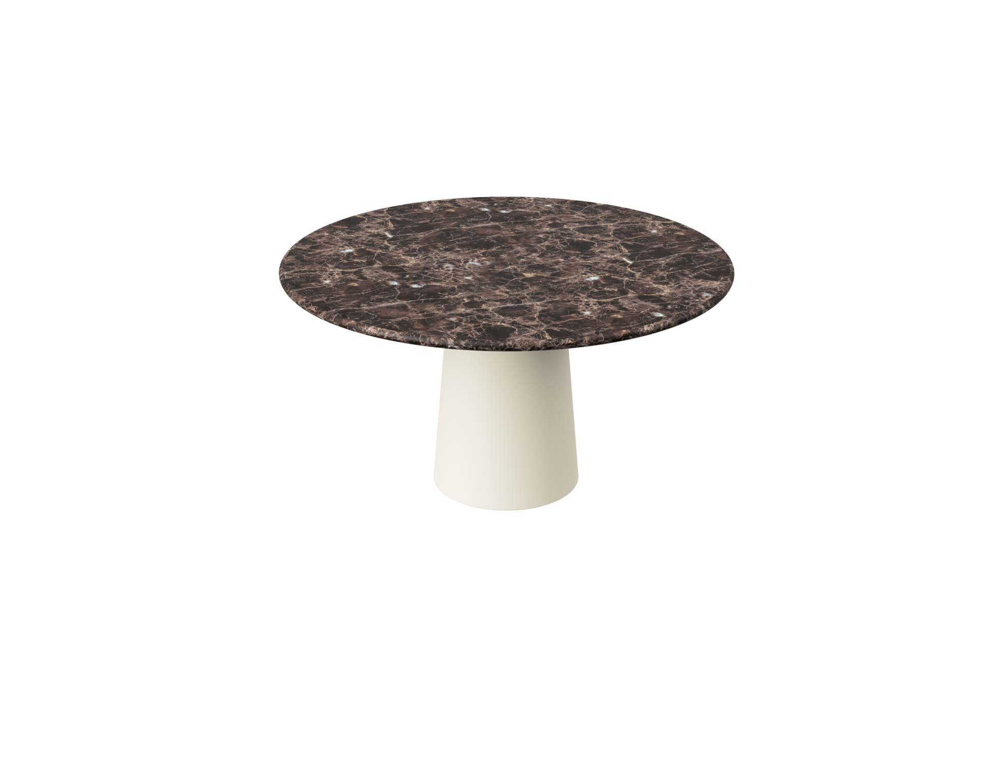 FLOW round dining table - Dark Emperador brown marble (Beige cylinder)