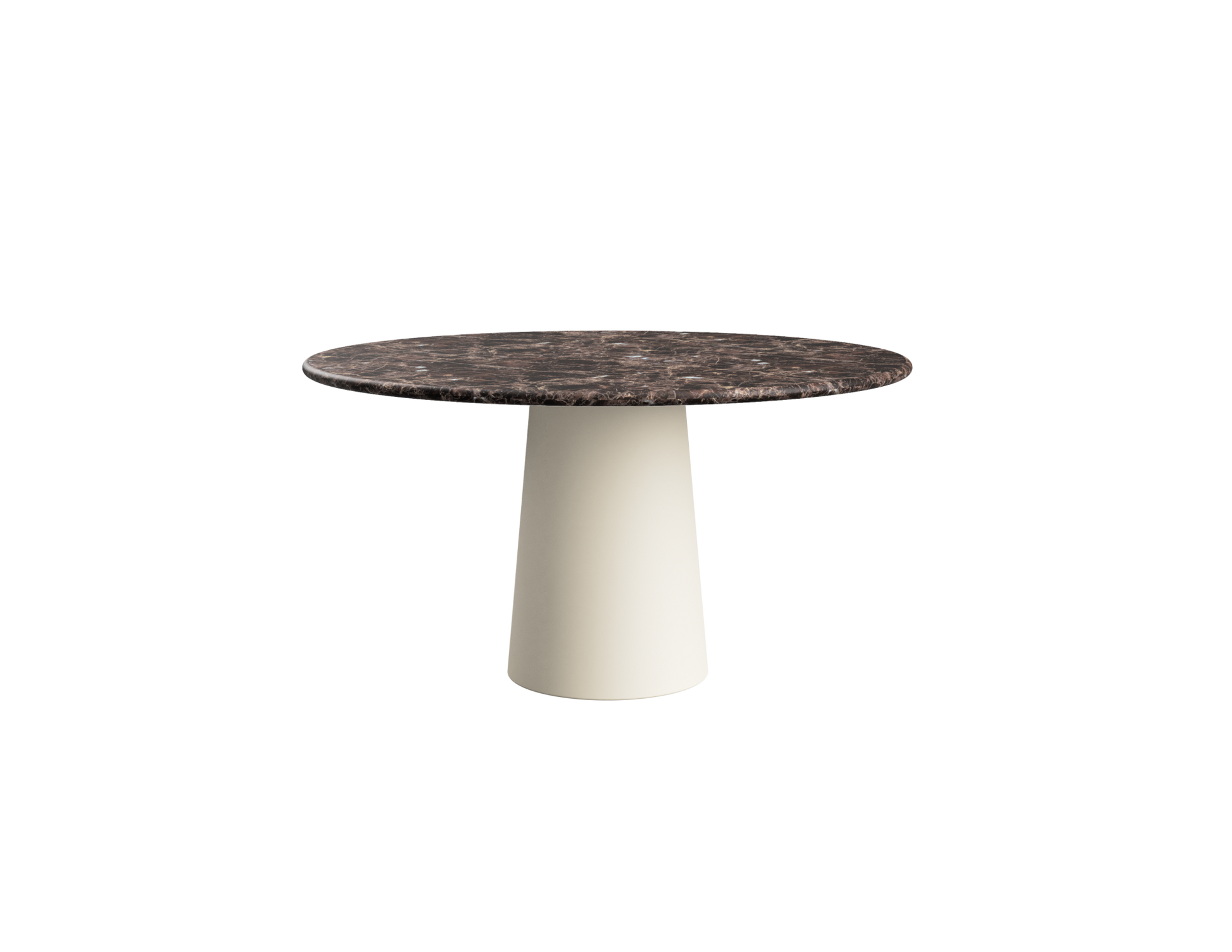 FLOW round dining table - Dark Emperador brown marble (Beige cylinder)
