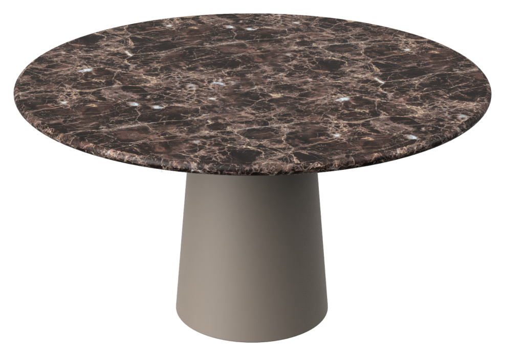 FLOW round dining table - Dark Emperador brown marble (Taupe cylinder)