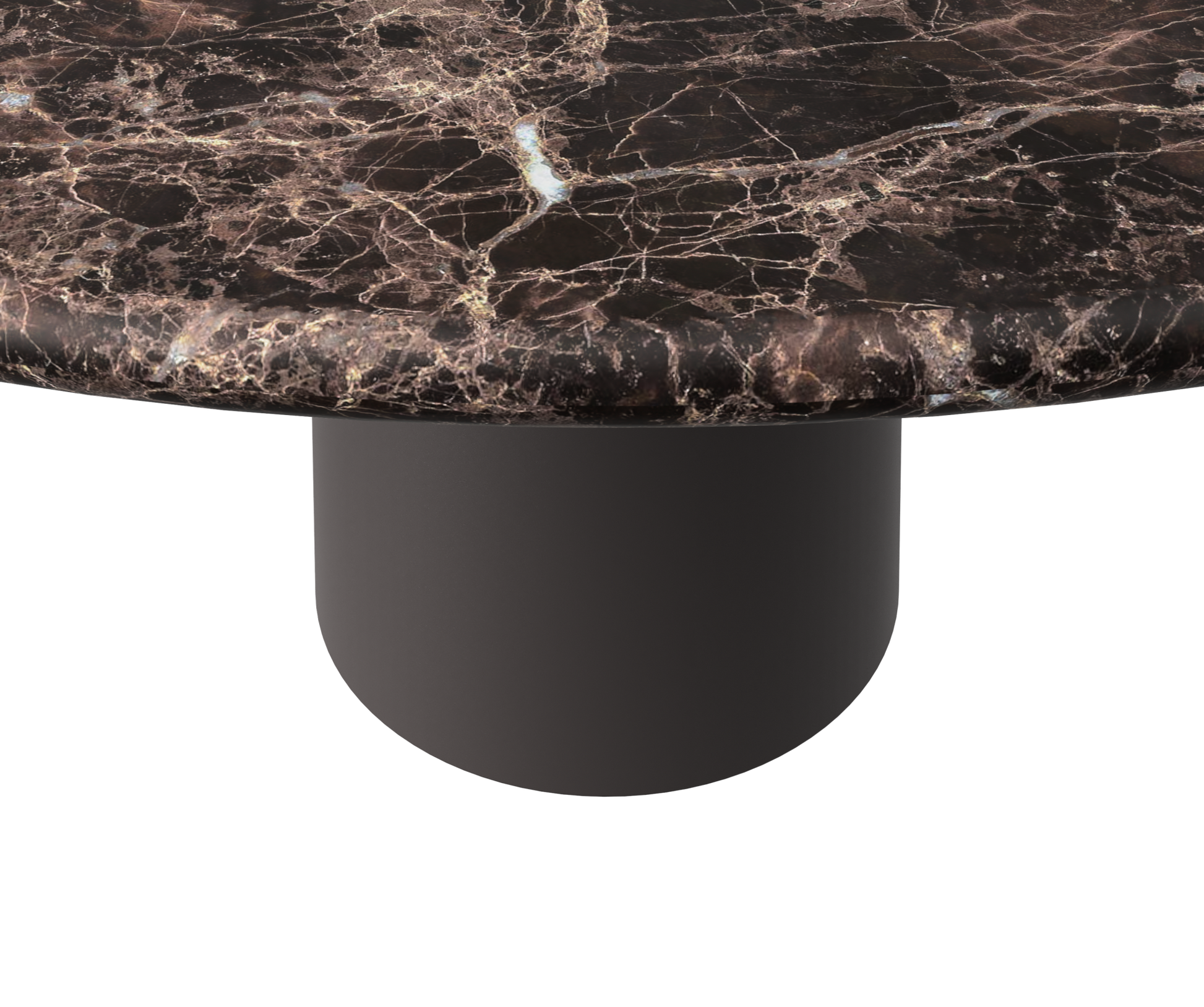 FLOW round dining table - Dark Emperador brown marble (Grey-brown cylinder)