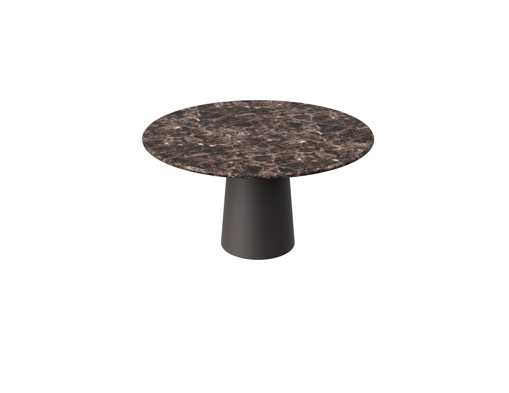 FLOW round dining table - Dark Emperador brown marble (Grey-brown cylinder)