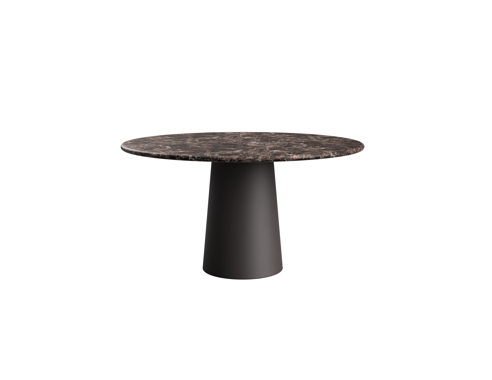 FLOW round dining table - Dark Emperador brown marble (Grey-brown cylinder)