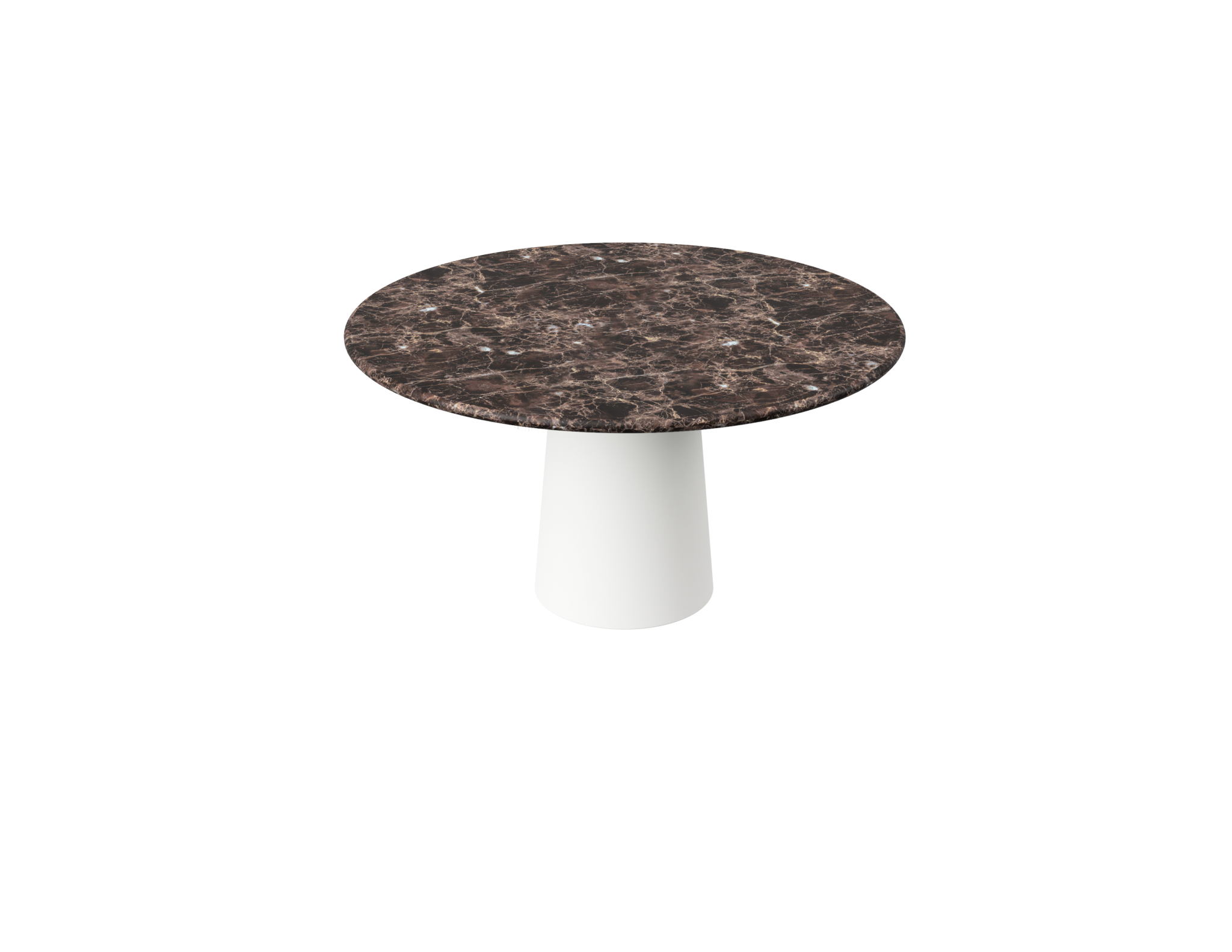 FLOW round dining table - Dark Emperador brown marble (White cylinder)