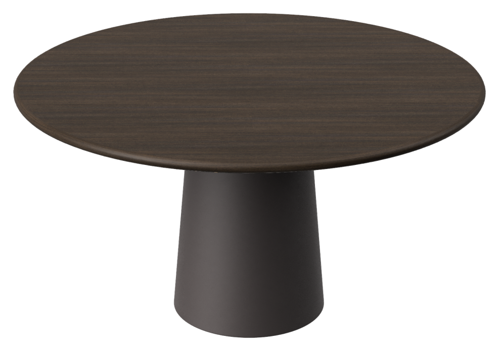 FLOW round dining table - Smoked oak (Grey-brown cylinder)