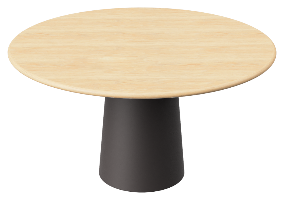 FLOW round dining table - Natural oak (Grey-brown cylinder)