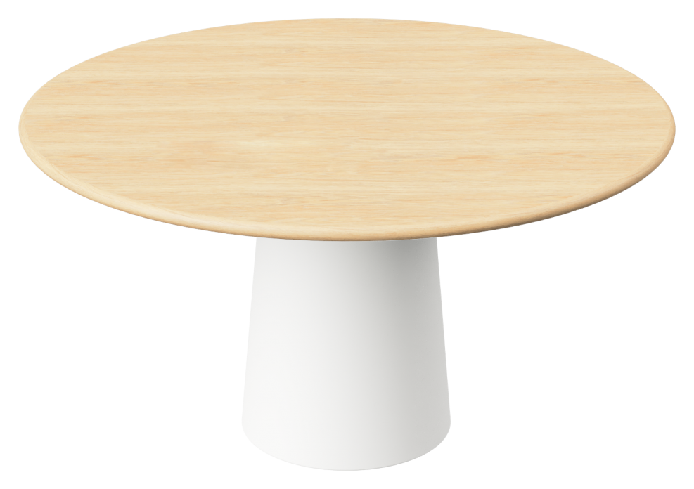 FLOW round dining table - Natural oak (White cylinder)
