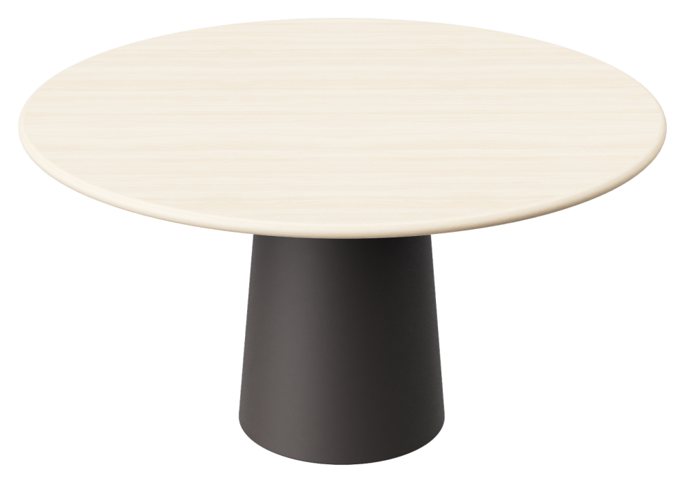 FLOW round dining table - Ash White oak (Grey-brown cylinder)