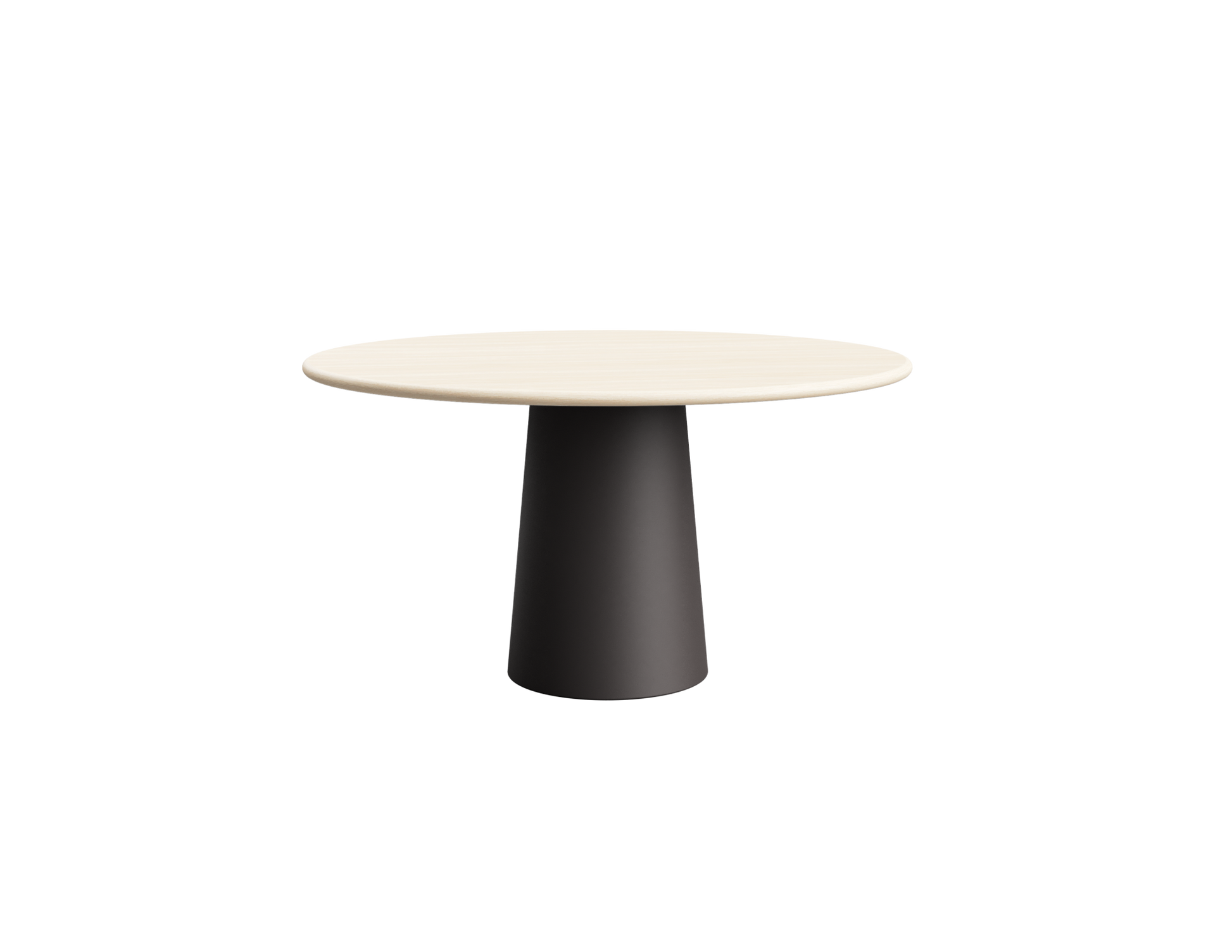 FLOW round dining table - Ash White oak (Grey-brown cylinder)