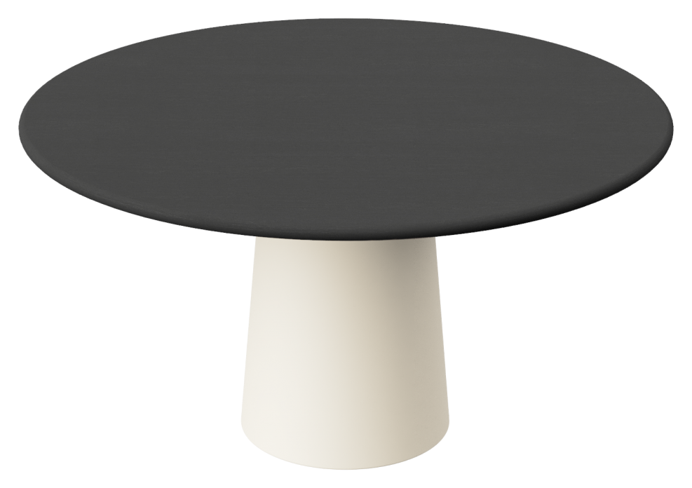 FLOW round dining table - Charcoal oak (Beige cylinder)