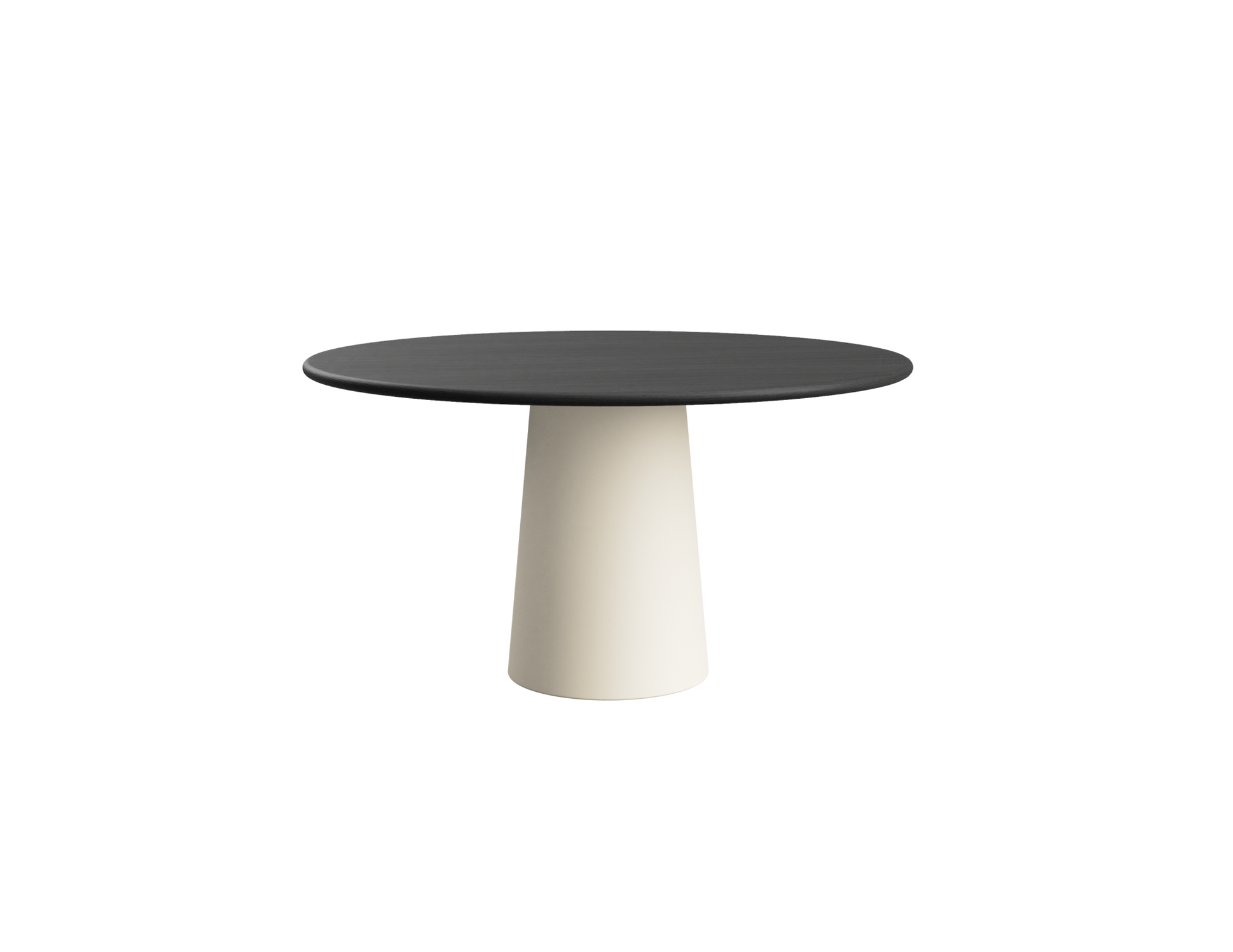 FLOW round dining table - Charcoal oak (Beige cylinder)