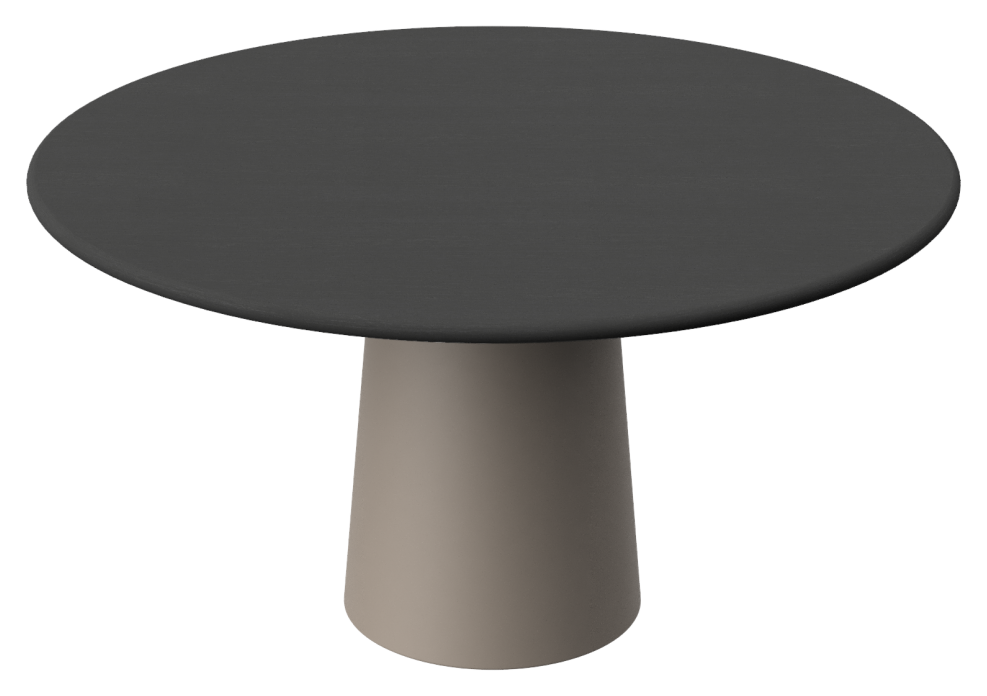 FLOW round dining table - Charcoal oak (Taupe cylinder)