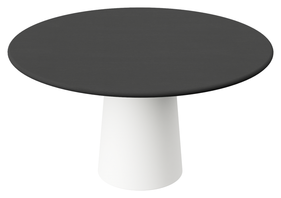 FLOW round dining table - Charcoal oak (White cylinder)