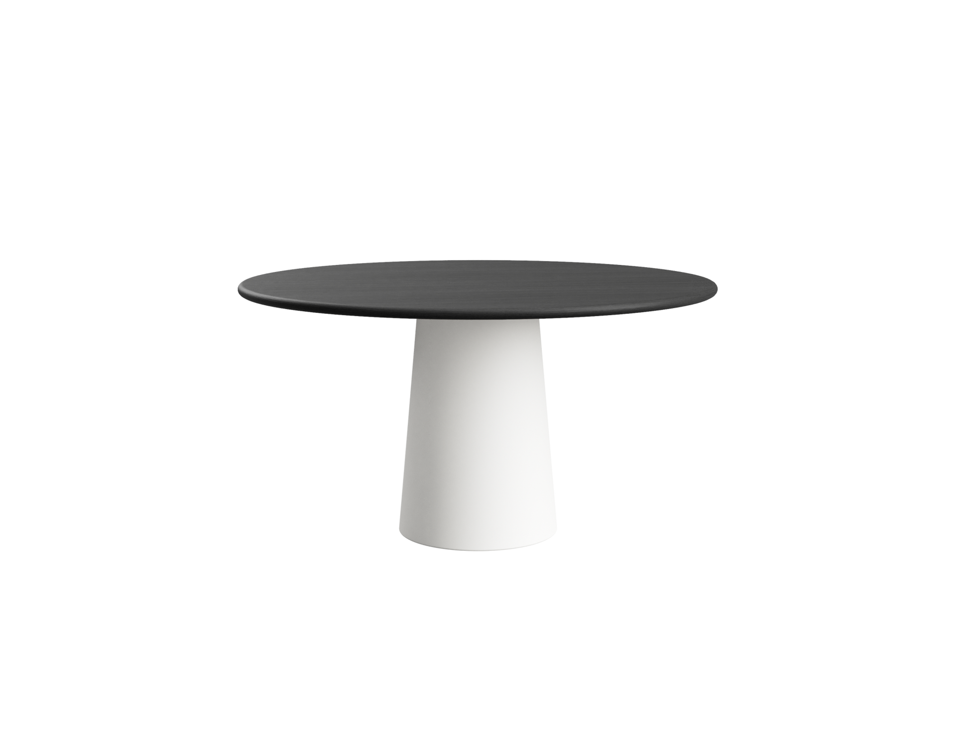 FLOW round dining table - Charcoal oak (White cylinder)