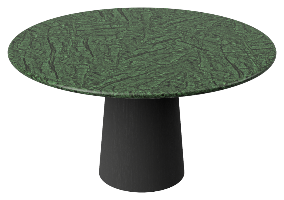 FLOW round dining table - India Green marble (Oak cylinder)